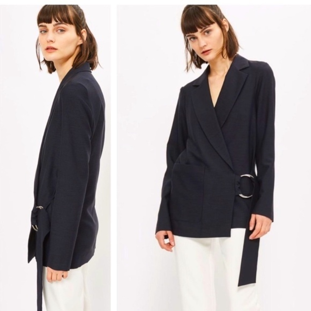 Topshop Ring Belt Jacket Wrap Blazer in Black 6